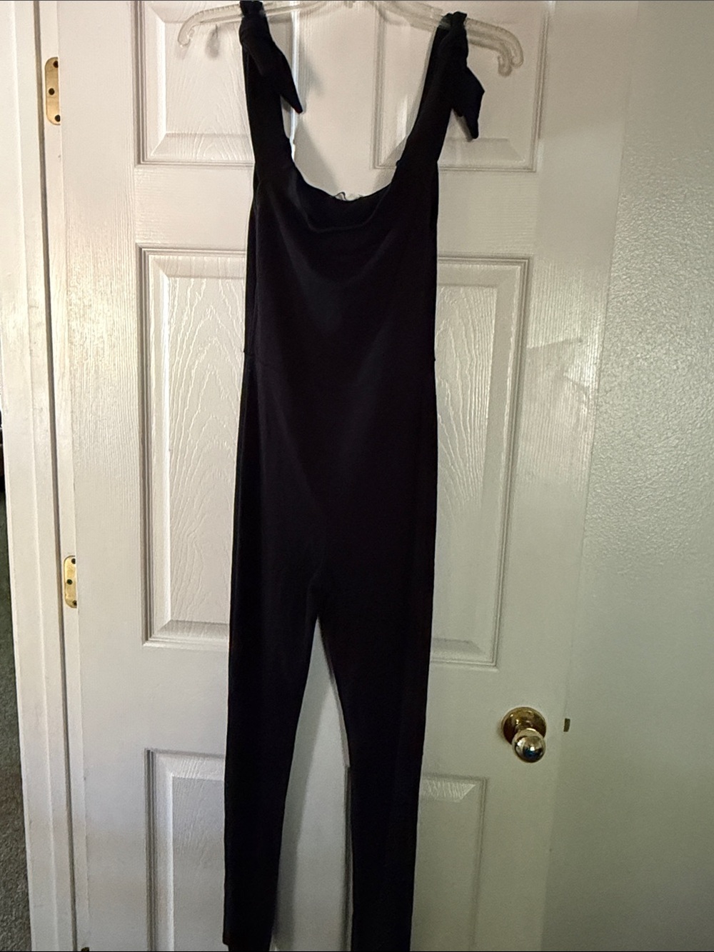 Fashion Nova Black Tie-Shoulder Jumpsuit